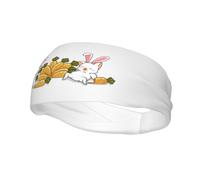 Cute Cat with A Pile of Carrots Headbands Men Women Non Slip Wicking Sports Sweatband for Gym Basketball Yoga Hairbands