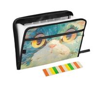 Cute Cat with Big Eyes File Folder Organizer 13 Pockets A4 Letter Size with Zipper Closure for Business Folder with Dividers para guardar documentos