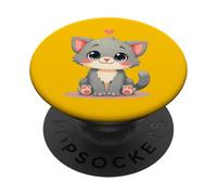 Cute Cat with Heart - Kawaii Kitten Cute Cat Lover PopSockets Adhesive PopGrip