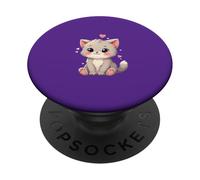Cute Cat with Heart - Kawaii Kitten Cute Cat Lover PopSockets Adhesive PopGrip