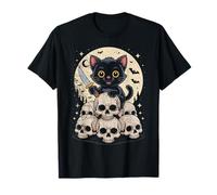 Cute Cat with Knife and Skulls - Spooky Halloween Costume T-Shirt