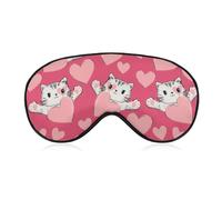 Cute Cat with Pink Heart Sleep Mask Valentine's Day Sleeping Mask Elastic
