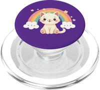 Cute Cat with Rainbow and Clouds - Adorable Kawaii Style PopSockets PopGrip for MagSafe