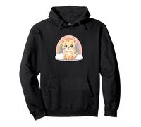 Cute Cat with Rainbow and Clouds - Adorable Kawaii Style Pullover Hoodie