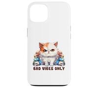Cute Cat with Skulls Design Bad Vibes Only Case for iPhone 13