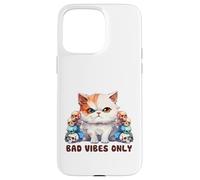 Cute Cat with Skulls Design Bad Vibes Only Case for iPhone 15 Pro Max