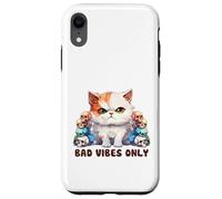 Cute Cat with Skulls Design Bad Vibes Only Case for iPhone XR