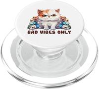 Cute Cat with Skulls Design Bad Vibes Only PopSockets PopGrip for MagSafe