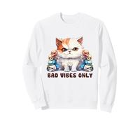Cute Cat with Skulls Design Bad Vibes Only Sweatshirt