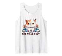 Cute Cat with Skulls Design Bad Vibes Only Tank Top