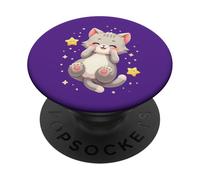 Cute Cat with Stars - Kawaii Kitten Cat Lover PopSockets Adhesive PopGrip