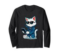 Cute Cat with sunglasses and smartphone - BUSY 1 Long Sleeve T-Shirt