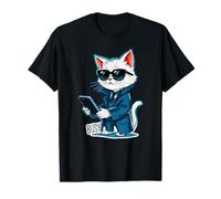 Cute Cat with sunglasses and smartphone - BUSY 1 T-Shirt
