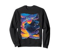 Cute Cat with Sunglasses Sunset Beach Tropical Summer Vibes Sweatshirt