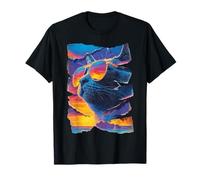 Cute Cat with Sunglasses Sunset Beach Tropical Summer Vibes T-Shirt