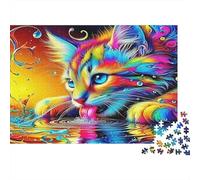 Cute Cat1000 Pieces Family Jigsaw Puzzle Bundle Rainbow Cat Jigsaw Puzzle for Family Logic Game Christmas Birthday Gift 70x50cm/1000pcs