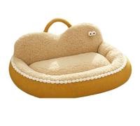 Cute Caterpillar Cat Bed with Handle, Soft Plush Pet Sofa for Small Dogs | Cozy Kitten Nest with Anti-Slip Base & Washable Cover. Warm Fleece Lounger in 4 Sizes, Multi-Colour.