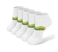 Cute Caterpillar Men's Ankle Low Socks 5 Pack Non Slip Flat Boat Breathable Athletic Socks for Women
