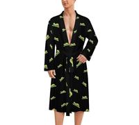 Cute Caterpillar Mens Bathrobe Long Bath Robe Warm Spa Robe Nightgown Soft with Waist Belt