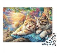 Cute Cats 1000 Piece Jigsaw Puzzle for Adults Sleepy Kittens Brainteasing Jigsaws Challenge Games Fun Present & Activity 52x38cm/1000pcs