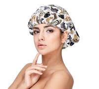 cute cats A Satin Silk Bonnet for Sleeping Women, Double Layer Adjustable Satin Hair Bonnet Night Sleep Cap for Curly Hair