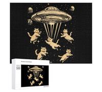 Cute Cats Aliens Fun Wooden Picture Puzzle Creative Gift Wood Jigsaw for Adults And Family Game