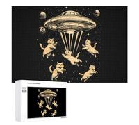 Cute Cats Aliens Fun Wooden Picture Puzzle Creative Gift Wood Jigsaw for Adults And Family Game