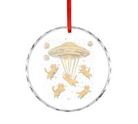 Cute Cats Aliens Hanging Decoration Glass Ornament | Christmas Tree Pendant Happy Engagement Gift for Wedding