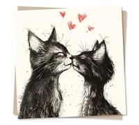 Cute Cats and Love Hearts Design Birthday or Anniversary Card - for Kitten Lovers