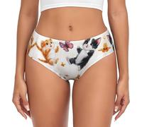 Cute Cats Butterfly Floral Print Women'S Briefs Breathable Soft Underwear Stretch Bikini Lady Panties Xs-4xl