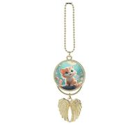 Cute Cats Car Hanging Ornament Rear View Mirror Pendant Lucky Presents Hanging Ornament Funny Car Pendant for Office Auto Home Decoration Golden-style