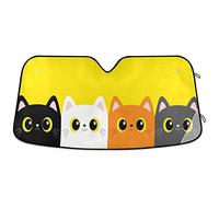 Cute Cats Car Windshield Sun Shade Yellow Kitty Car Sun Visor for UV Rays and Sun Heat Protection Summer Blocks Heat and Sun Foldable Sun Shield 55x28 Inches, Automotive Interior Accessories