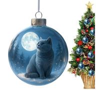 Cute Cats Christmas Glass Ornaments Collection 9x9x9 Cm Blue Cat PP Animals Christmas Tree Ornaments Clear Balls Cat Ball Charm Christmases Tree Decor For Kitten Lovers Indoor Home