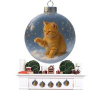 Cute Cats Christmas Glass Ornaments Collection 9x9x9 Cm Orange Cat PP Animals Christmas Tree Ornaments Clear Balls Cat Ball Charm Christmases Tree Decor For Kitten Lovers Indoor Home