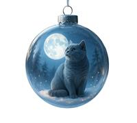 Cute Cats Christmas Hanging Ornaments, 8cm Winter Cat Collection PVC Christmas Ornaments, 3D PVC Clear Baubles with Snow Scene, Holiday Tree Decorations (Blue)