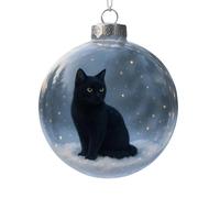 Cute Cats Christmas Hanging Ornaments, 8cm Winter Cat Collection PVC Christmas Ornaments, 3D PVC Clear Baubles with Snow Scene, Holiday Tree Decorations (Black)