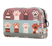Cute Cats Claw Dogs Paw Animal Hands Pattern Cosmetic Bag for Women, Travel Toiletries Bags Large Makeup Handy Pouch Organiser Bag with Zipper