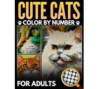 Cute Cats Color by Number for Adults: 50 Adorable Kittens & Cat Breeds Pixel Art & Mosaic Coloring Book with Black Background - Stress Relief, Mindfulness Relaxation