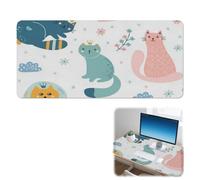 Cute Cats Desk Pad Non-Slip Gaming Mouse Mat Large with Smooth Surface Pu Leather Gaming Mouse Pads 90X42 CM Mousemat Office Desk Decor Gift Mousepad XXL for School Home Office Table