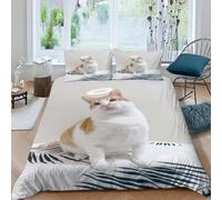 Cute Cats Duvet Cover Double Pet Cat Bedding Set 3D Print Soft Microfiber Quilt Covers 200x200 cm with Zipper Closure and 2 Pillowcases 50x75 cm for Adults L.850