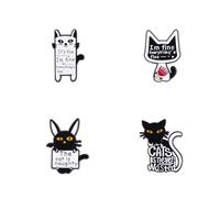 Cute Cats Enamel Pins Kittens with Letters Alloy Brooches Badges Enamel lapel Pin Fun Animals I'm Fine Quote Metal Cute Animals Brooch for Cat Lover Friends Children