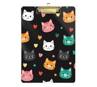 Cute Cats Faces Acrylic Clipboard Cute Clip Boards Hanging Clipboards A4 Standard Size with Low Profile Metal Clip for Nurses, Lawyers, Doctor Offices