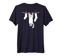 Cute Cats Hanging on a Clothes Line Funny Cat (ON Back) Premium T-Shirt