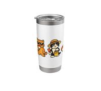 Cute Cats in a Row Squad Funny Summer Vacation Vibes Stainless Steel Insulated Tumbler