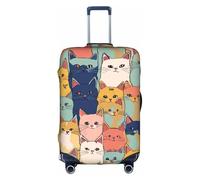 Cute Cats in a Variety of Colors Print Decorative Travel Luggage Cover Concealed Zipper Suitcases Anti Scratch Dustproof, White, Large