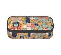 Cute Cats in A Variety of Colors Print Pencil Case,Large Capacity Pencil Case,Multi-Purpose Makeup Pouch with Zipper