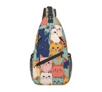 Cute Cats in a Variety of ColorsPrint Men Women Cross Bag Diagonally Sling Lightweight Shoulder Crossbody Backpack