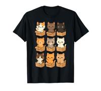 Cute Cats in Cardboard Boxes Funny Cat 2025 Kawaii Kittens T-Shirt
