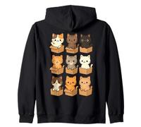Cute Cats in Cardboard Boxes Funny Cat 2025 Kawaii Kittens Zip Hoodie