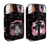 Cute Cats Kittens Listening to Music with Headphones Pickleball Bag, Pickle Ball Paddle Bag with Adjustable Shoulder Strap for Women and Men